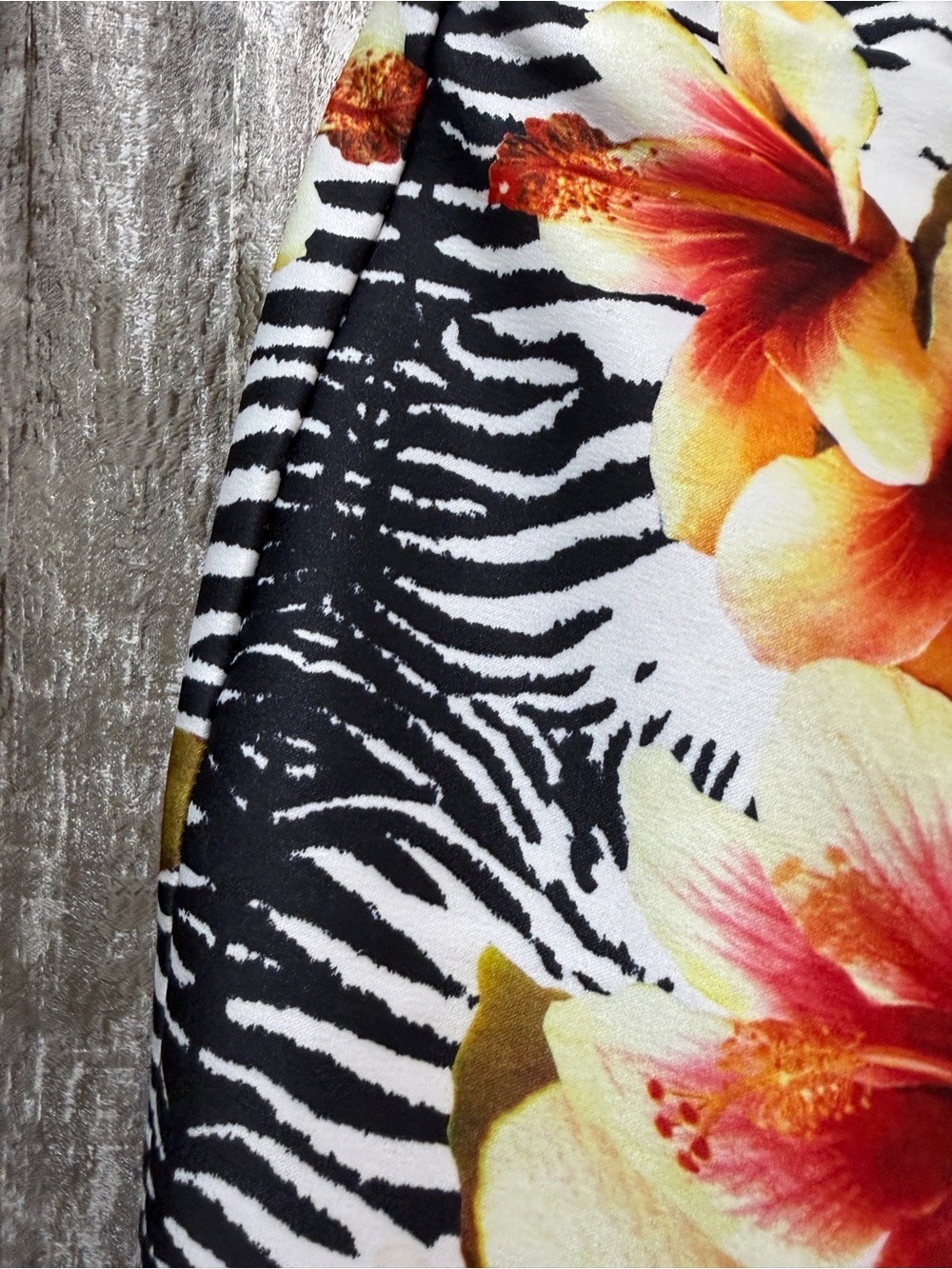 Cache Black Zebra & Tropical Floral Skinny Pants